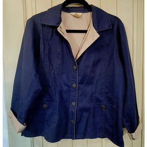 Woolrich Lightweight Twill Chore Jacket Striped Lining Size Medium